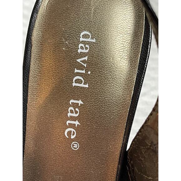 David Tate Black Leather Heel Slingback Sandals Shoes Women's Size 8 - Picture 7 of 9